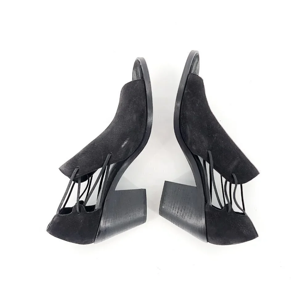 EILEEN FISHER Nikki Peep Toe Sandal Black - Picture 10 of 15